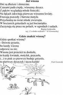 tekst o wiośnie klasa 1