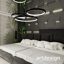 Nowoczesna sypialnia z ogromnym łóżkiem i oryginalną dekoracyjną ścianą 3d | SECOND TO NONE | Wnętrza rezydencji