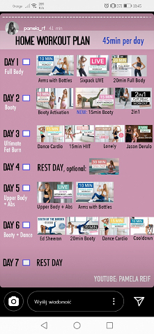 Domowy plan treningowy, Tydzień 7, 20.04-26.04 - 45 min - dla zaawansowanych