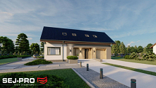 Prosty, ale bardzo efektowny projekt domu SEJ-PRO 044 ENERGO. Nowoczesne wykończenie elewacji podkreśla atuty budynku