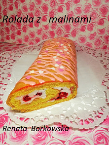 Prosta   rolada   biszkoptowa  z  malinami  
5  jajek 
5  łyżek   mąki  
5  łyżek  cukru 
1/2  łyżeczki  proszku  do  pieczenia 
Jaka  zmiksować  z  cukrem  ,  dodać  resztę  sk...