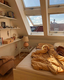 pokój z oknem na dachu