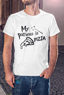 Koszulka z napisem "My patronus is pizza". Kliknij w zdjęcie aby przenieść się do sklepu :)
