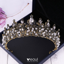 Barokowy Czarne Tiara Ozdoby Do Włosów Ślubne 2020 Stop Rhinestone Ślub Akcesoria
