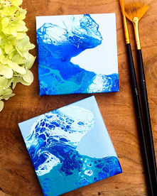 Obraz na mini płótnie - fale oceanu acrylc pouring.