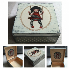 Pudełko z dziewczynką, decoupage.