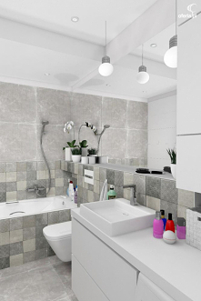 #bialemeble #szarekafle #jasnalazienka