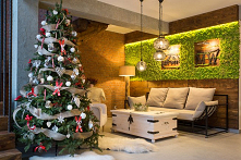 Choinka w stylu naturalnym z czerwonym akcentem w salonie z drewnianą skrzynią z litego drewna sosnowego.
#meblewoskowane #drewno #mebledrewniane #sypialnia #wnętrza #aranażacje...