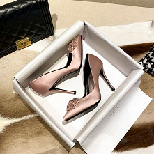 Uroczy Szampan Rhinestone Satyna Buty Ślubne 2021 10 cm Szpilki Wysokie Obcasy Szpiczaste Ślub Czółenka