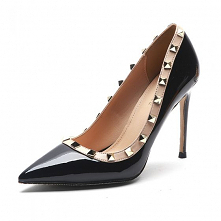 Uroczy Czarne Wieczorowe Nit Czółenka 2021 Skórzany 10 cm Szpilki Wysokie Obcasy Szpiczaste Czółenka