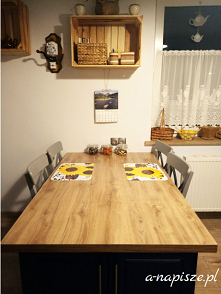 Blaty i podłoga do granatowych szafek...