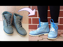 DIY sznurówki niebieskie ombre 