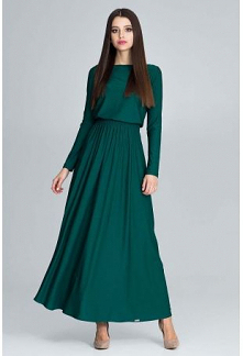 Zielona Zwiewna Sukienka Maxi z Podkreślona Talią