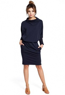 Granatowa Sukienka z Wysoki...