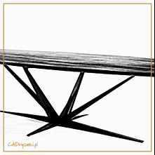 Stół na czterech zbieżystych nogach