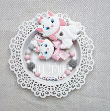 Zawieszka, tasiemka do smoczka z imieniem dziecka, zawieszka z kotkiem, więcej wzorów na fanpage Tuli Biżuteria