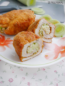Roladki drobiowe z porem i serkiem topionym