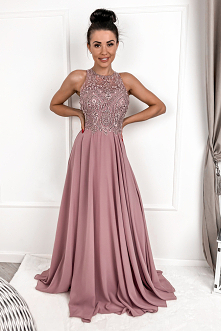 sukienkowo.com VICTORIA - Luksusowa długa sukienka wrzosowa