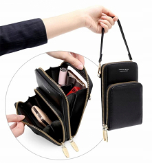 MINI TOREBKA PORTFEL DAMSKI ETUI Z EKO SKÓRY Z PASKIEM NA TELEFON DOKUMENTY BANKNOTY DROBNE