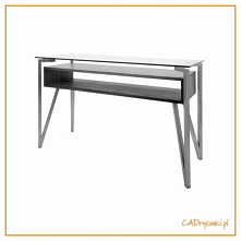 Biurko typu toaletka z drewna, metalu i szkła