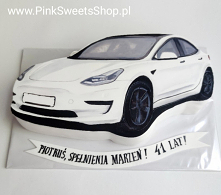 Tort jak biała Tesla
Pracownia tortów Pink Sweets Shop, Gdańsk.