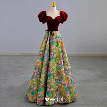 Eleganckie Burgund Haftowan...