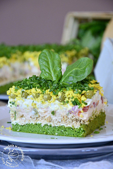 kuchnia w czekoladzie: Sałatka tortowa
sałatka, tortowa, tort sałatkowy, z kurczakiem, na szpinakowym biszkopcie, z jajkami, ze szczypiorkiem, wiosenna sałatka, sałatka na Wielk...