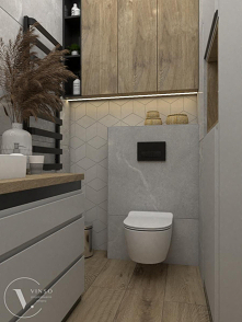 Skandynawska łazienka z czarnymi dodatkami | VINSO Projektowanie Wnętrz - ArchiUp.com - Biblioteka 3D