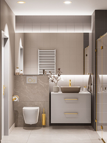 Łazienka w stylu nowoczesnym wykończona płytkami imitującymi kamień Azario Park.