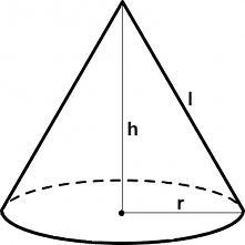 Kalkulator do obliczania pola powierzchni i objętości stożka.