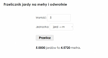 Przelicznik jardy na metry ...