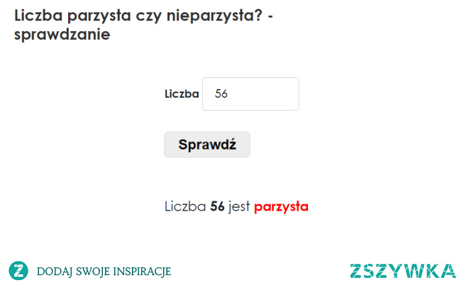 Sprawdzanie parzystości liczb