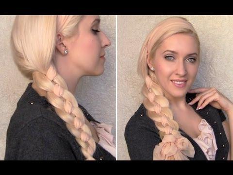 4 strand braid tutorial Cute school hairstyle for long hair with a scarf