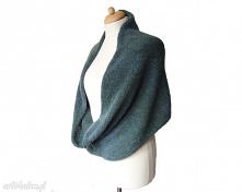 Szmaragdowy otulacz, ocieplacz, komin, tuba wykonany na drutach