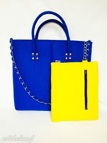 GlamFelt XXL -torba do ręki 2w1 kobaltowo żółta