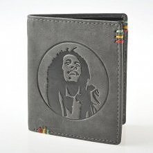 portfel Mustard Accessories z tłoczonym wizerunkiem Boba Marleya