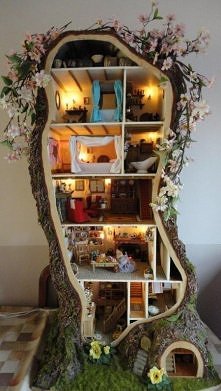 miniature mouse tree dolls house inspired by brambly hedge « my miniature mouse tree house