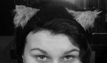 kocie uszy na wełnianej opasce. na zimię.