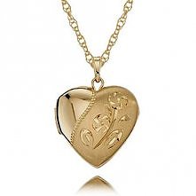 Heart Locket Pendant W/ Serpentine Chain & Rose Decal