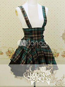 Blue Plaid Pattern Sweet Cotton Lolita Skirt
