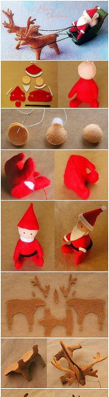     diy cloth reindeer and santa claus