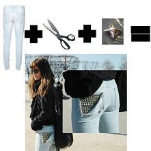 DIY studded pocket jeans
