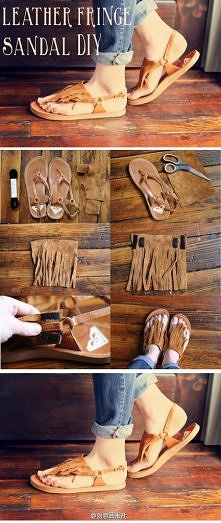     diy leather fringe sandal