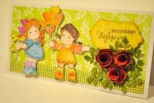 Kolorowo i radośnie - kartka ze stemplami Magnolii.