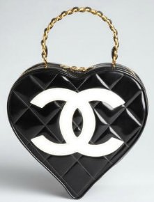 Chanel Black Quilted Patent Leather Heart-Shaped Tote