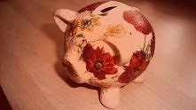 Świnka skarbonka decoupage