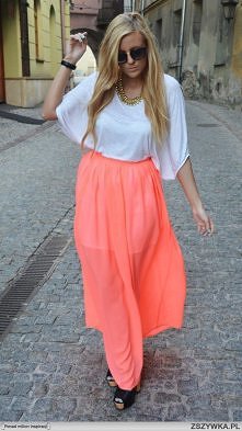 Szyfonowa maxi / neonowy koral