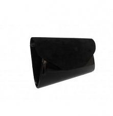 TOREBKA KOPERTÓWKA LAKIER I ZAMSZ CZARNA