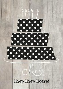 Kartka urodzinowa czarno-bi...