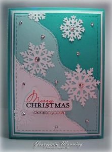 Kartka świąteczna błękitna śnieżynki zimowa